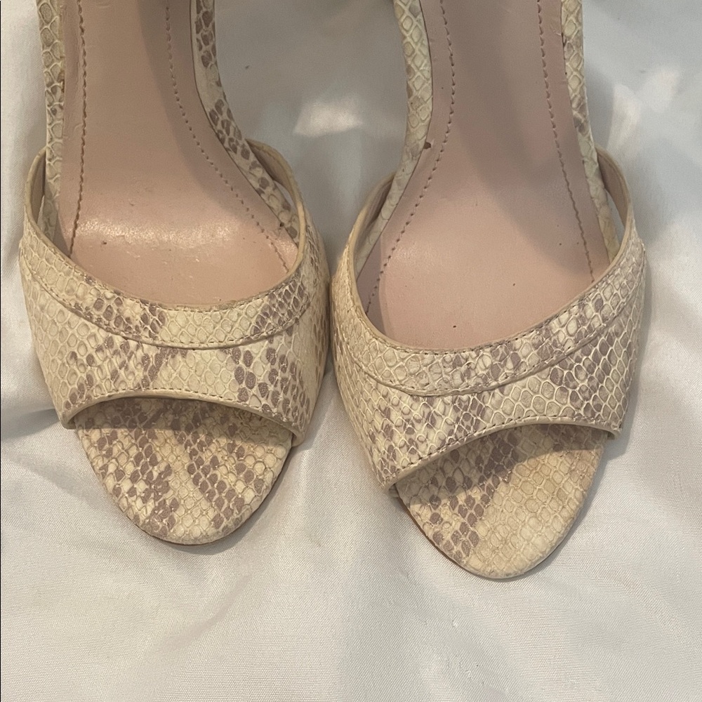 Vince Camuto High-Heel Ankle Strap Sandals in Neutral Snake Print - Picture 4 of 10